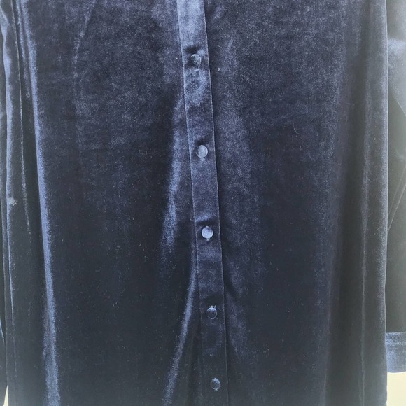 NWT Superdown Velvet Buttondown Shirt Dress in Navy Size XXS - Picture 5 of 6